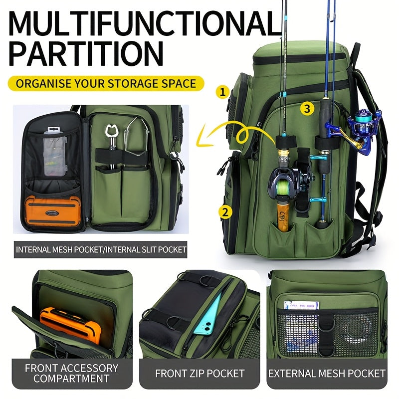 NNETM Fishing Backpack with Rod Holder & Tackle Box